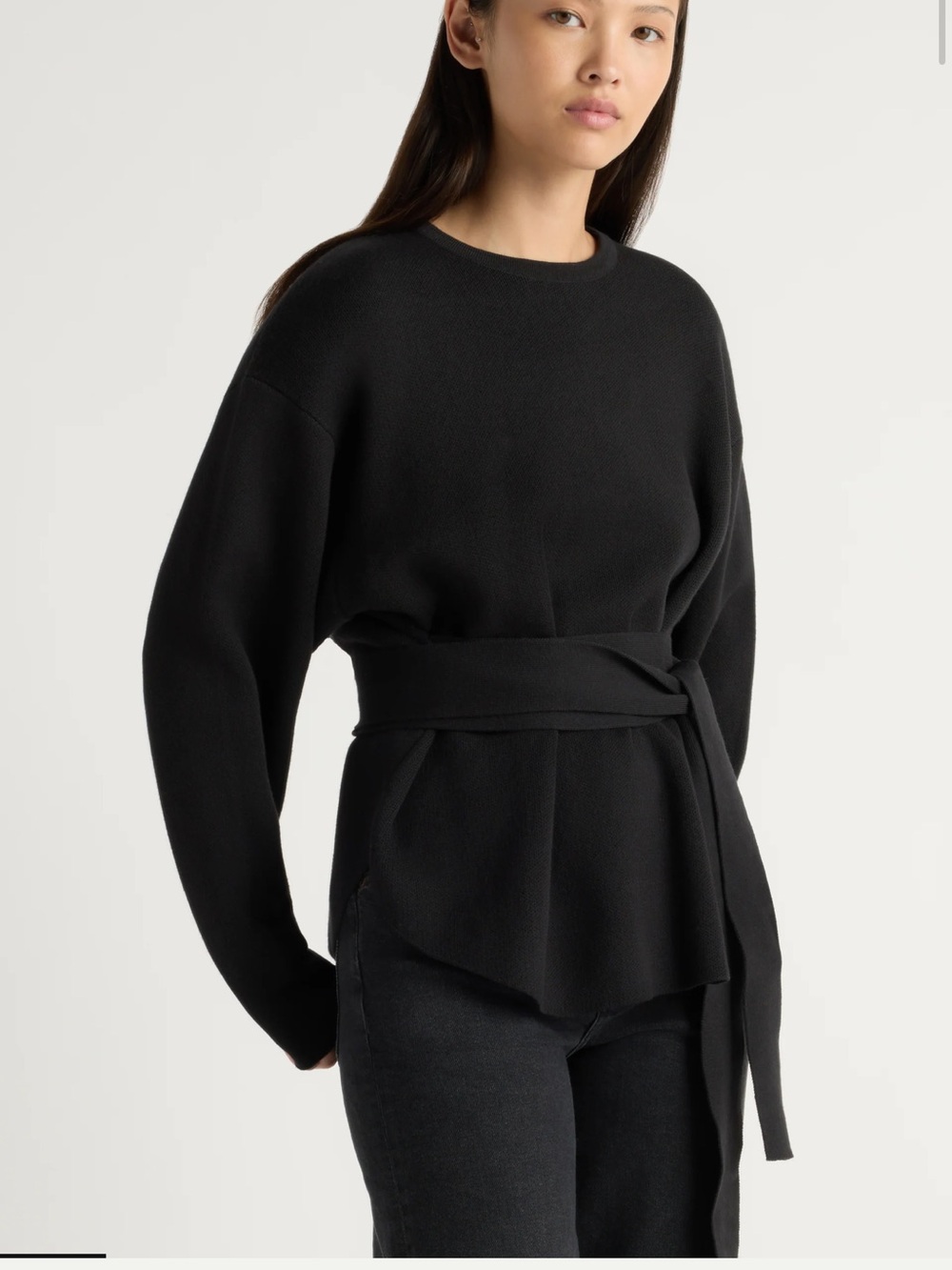 Modern Citizen Black Nara Tie-Front Knit Sweater